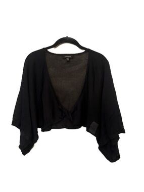 Y2K bebe Black Knit Cropped Front Twist Bolero Shrug